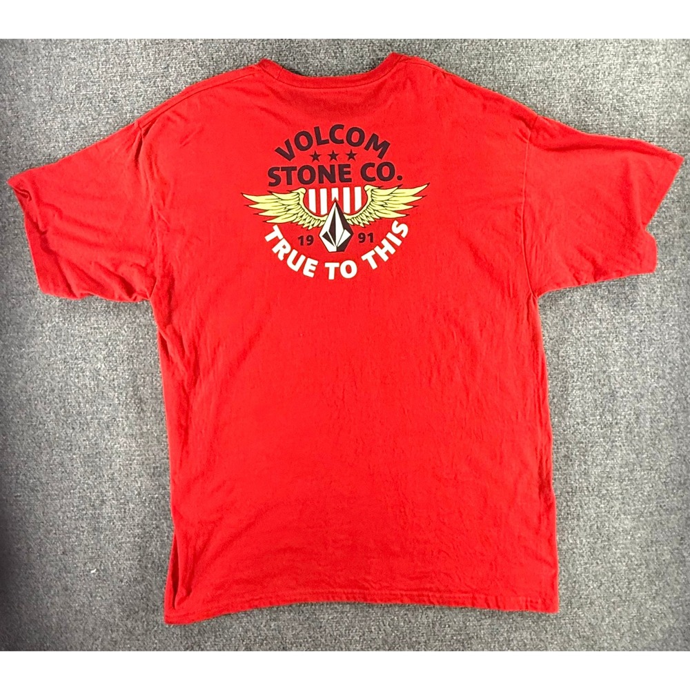 Volcom Stone Co True To This Graphic T-Shirt Mens XXL Red Short Sleeve Cotton - Picture 2 of 7